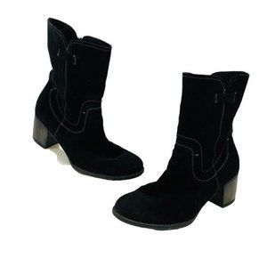 Fatte A Mano Black Suede Leather Boots Zipper Womens 41